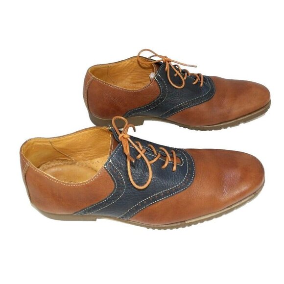 CLARKS brown & black soft leather oxfords shoes flexible soles men's size 10.5 D - Picture 4 of 9